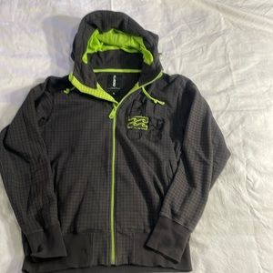 Billabong Men’s Hoodie Grey Grid W/ Fluorescent accent Size Small